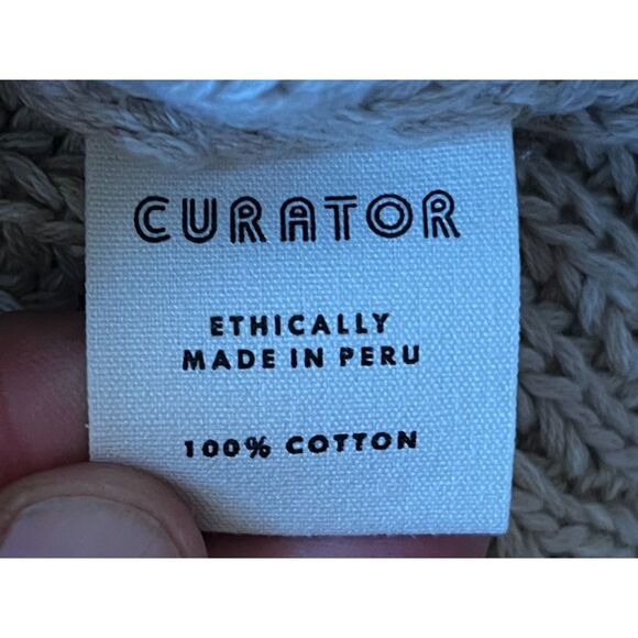 CURATOR Beige Cotton Knit Pullover Sweater Top   Women's Size Small - Picture 5 of 9